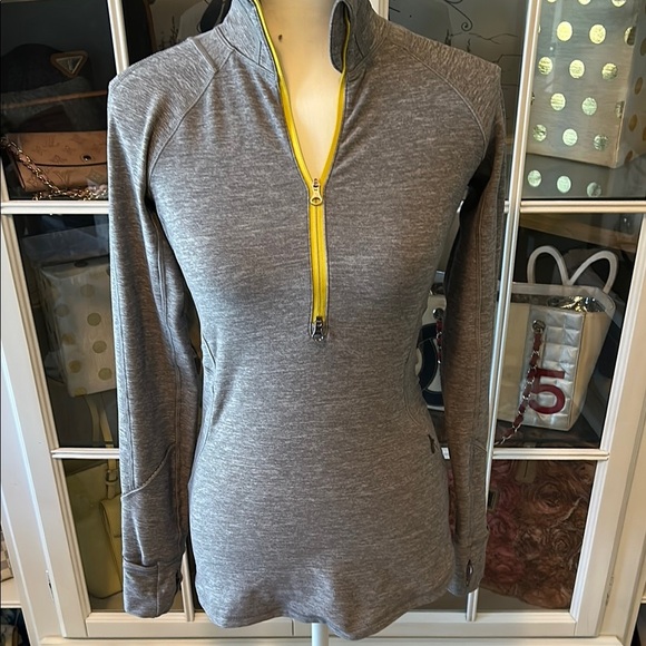 Lululemon Half Zip Gray and Yellow Zipper - Picture 1 of 10